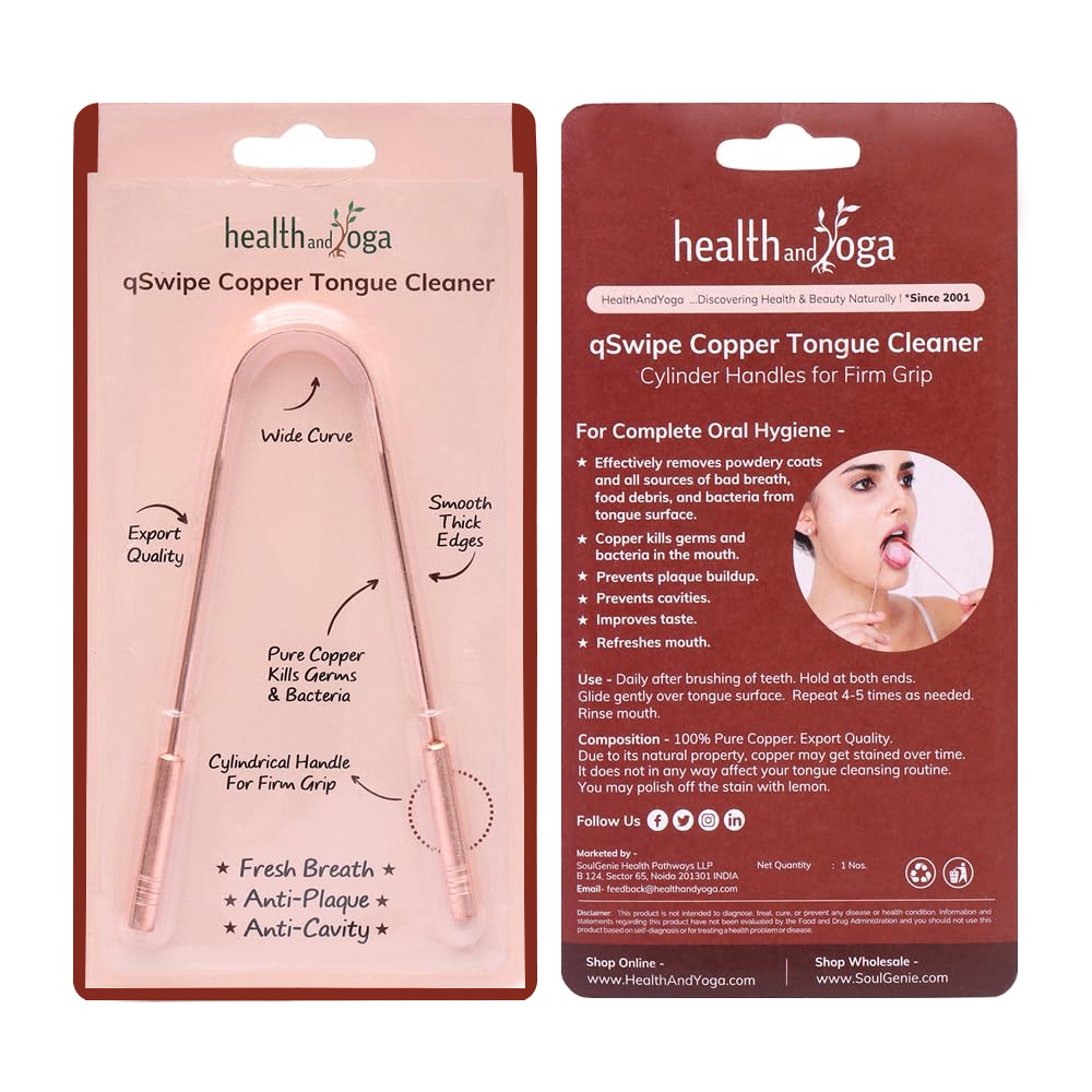 qSwipe Superior Quality Copper Tongue Cleaner with Handle