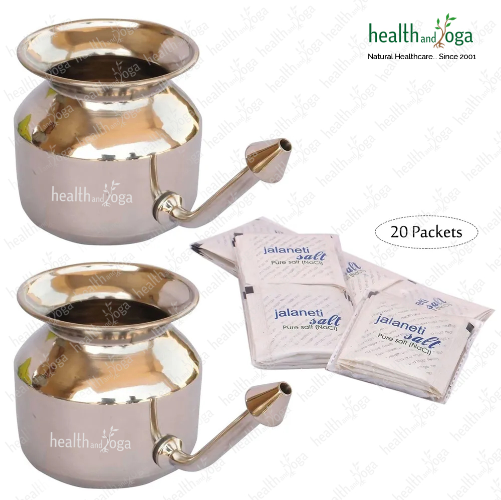 2 SteloKleen Neti Pots + Pure Neti Salt (20 Packets)