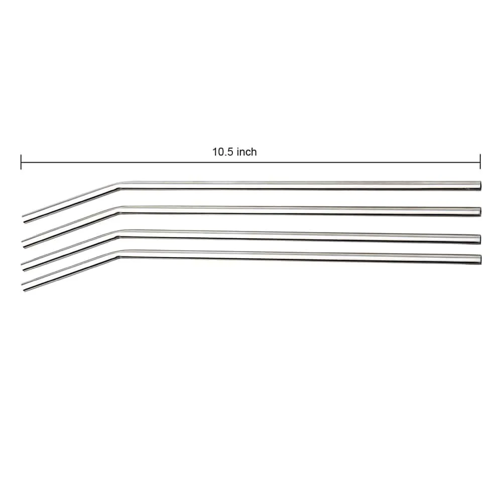 Stainless steel Reusable straws Bent Set of 4